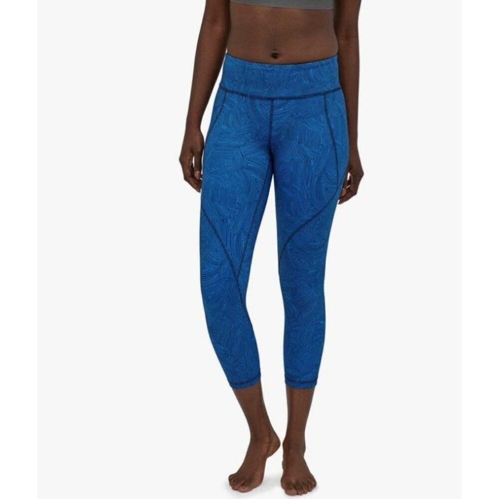 Patagonia Womens‎ Centered Tights Terrace Fields Bayou Blue Sz S